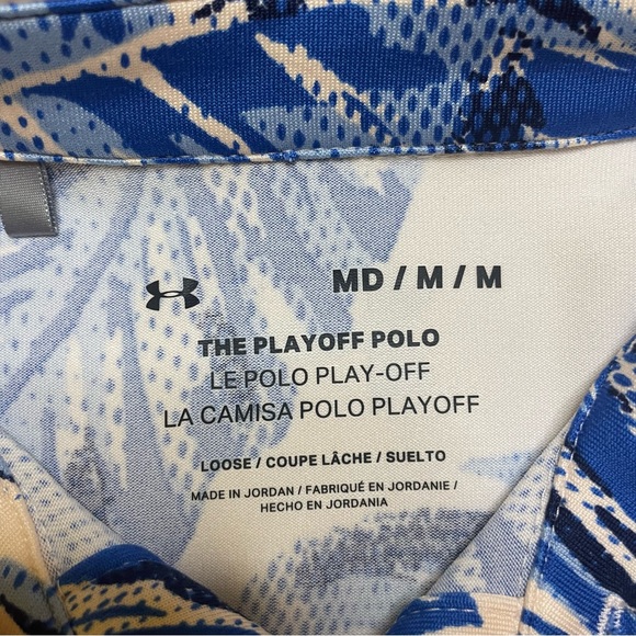 Under Armor Leafy Blue & Light Pink The Play Off Polo Short Sleeve Collared M - Picture 6 of 8